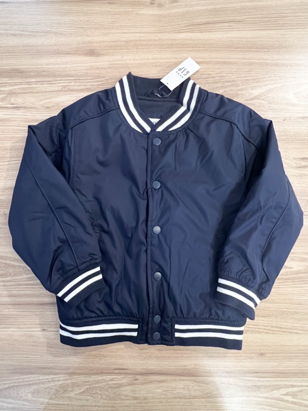 NWT Navy blue Baby Gap varsity-style bomber jacket, Size 4 years